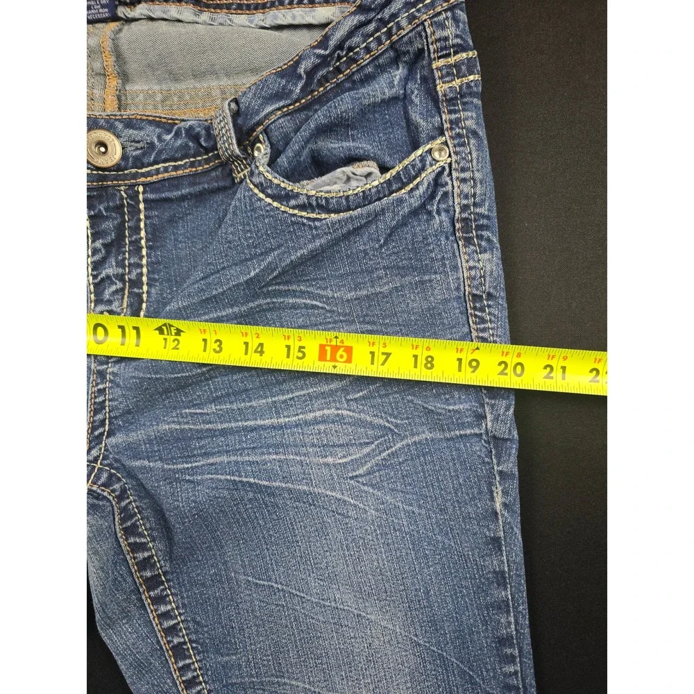 Amethyst Jeans Womens 14 Blue Bootcut Medium Wash Whiskered Embroidered Stretch